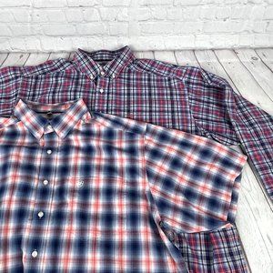 TWO Ariat Pro Series Button Down Shirts XXL Plaid Ventilation Western